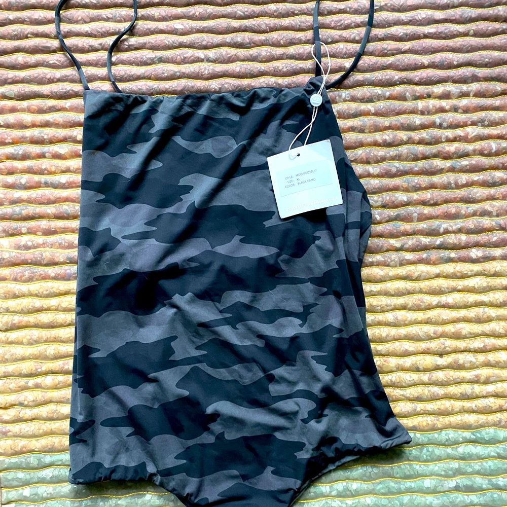 Mai underwear one piece black camo mod bodysuit size XL